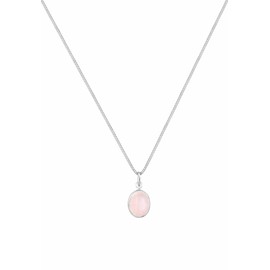 Elli Necklace Women Pendant Basic Elegant Round with Rose Quartz in 925 Sterling Silver