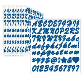 Llewyn 710 Pieces 10 Sheets Letter Stickers,Self Adhesive Waterproof Mailbox Numbers Stickers,Alphabet Decals for DIY,Bulletin Board,Window,Door,Sign,Bike,Car,Laptop,Scrapbook (Blue, 1 Inch)