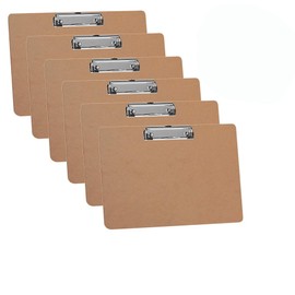 Acrimet Landscape Clipboard Letter Size A4 (13” x 9 1/16”) – Low Profile Clip with Hanging Loop – Durable Hardboard Writing Board – FSC Certified – 6 Pack