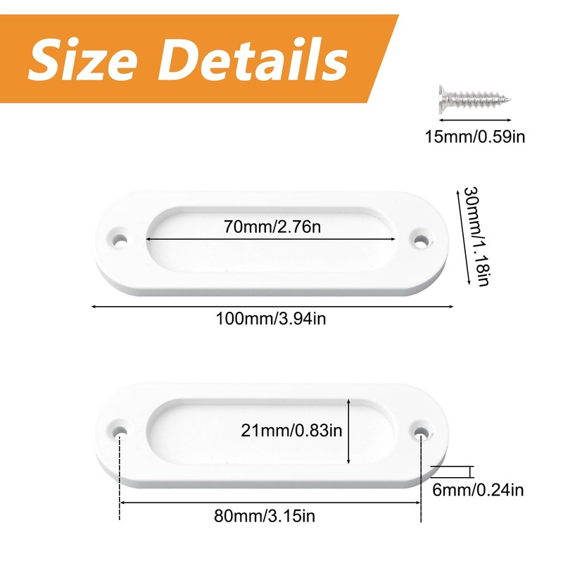 MOROBOR Oval Recessed Sliding Door Pulls, 2pcs White Flush Pull