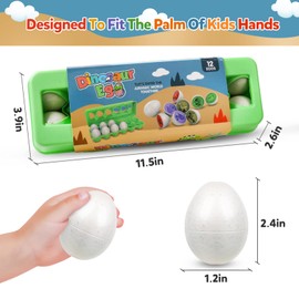 Skrtuan Easter Egg Toy for Toddlers - 12 Pcs Dinosaur Matching Eggs, Educational Gift for 1-3 Year Old Kids, Color & Shape Recognition Fine Motor Skill Montessori Puzzle