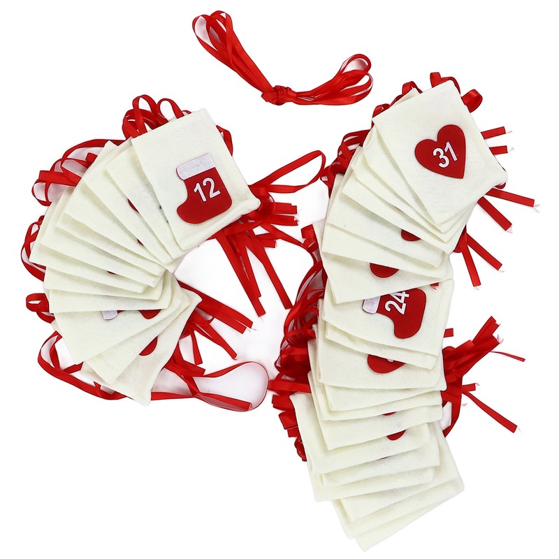 Christmas Advent Calendar Bags 31 Days Hanging Countdown Felt Gift