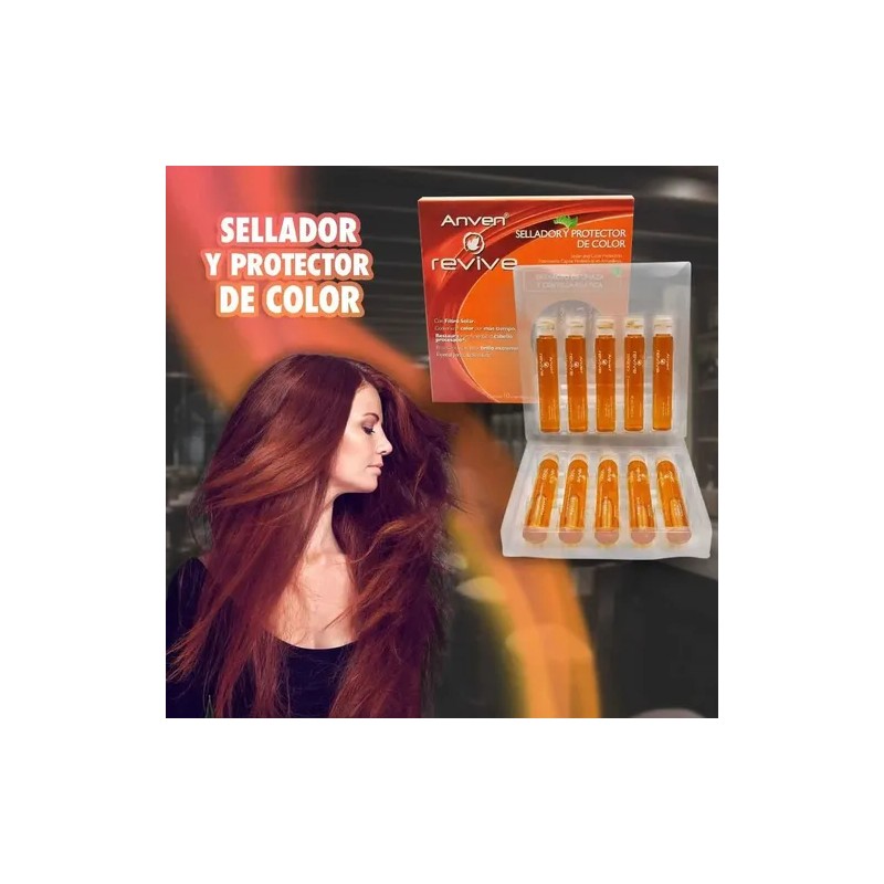 Caja Ampolletas Teñido Anven Revive Sellador Color C/10pzas