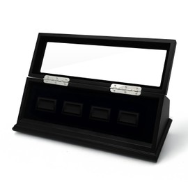 CHEZ MONETT Championship Ring Display Case Big Ring Storage Box (Matt Black, 4 Slots)