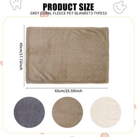 Fluffy Dog Blanket 3 Pcs Flannel Blanket 45*65cm Washable Cat Blanket Soft and Warm Pet Blankets for Rabbits Pet Blankets for Dogs Small, for Sofa, Car, Travel, Keep Pets Warm (Khaki, white, grey)