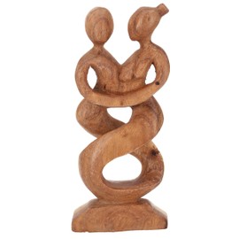 GURU SHOP Wooden Figurine Statue Decorative Object Feng Shui 20 cm - Dance Couple/Light Brown Decorative Objects