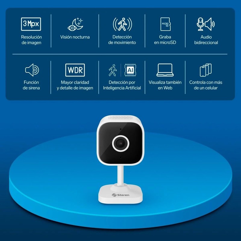 STEREN Cámara de Seguridad Wi-Fi* 3 Mpx Fija