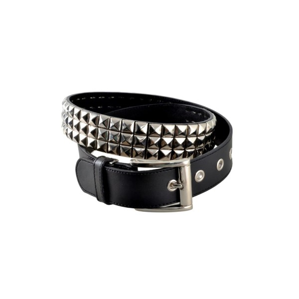 Unbranded Black Pleather Belt With 3 Rows of Chrome Pyramid
