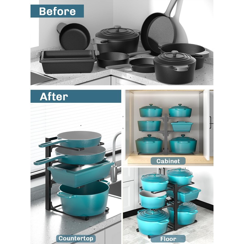 MUDEELA 6-Tier Pots and Pans Organizer under Cabinet, 13.78" Height