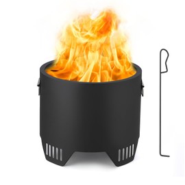 16in Low Smoke Outdoor Mini Fire, Iron Smokeless Fire Pit for Outdoor Use, Backyard Gatherings, Camping, and Picnics, Includes Fire Hook