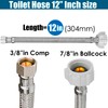 WHK 12 PACKS Toilet Supply Line 12 Inch Braided 7/8"