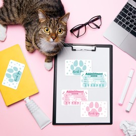 VELATYVIO 240Pcs Pet Grooming Appointment Reminder Cards Paw Prints Client Business Card for Vet Office Dog Spa Boarding Training Cats Care 3.54 x 2inch 2 Colors