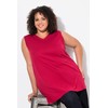 Ulla Popken Women's V-Neck Relaxed Sleeveless Cotton T-Shirt, poppy