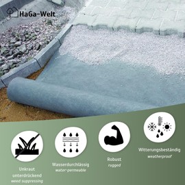 HaGa Drainage Fleece 200 g/m² in 2 m Width as Drainage, Sandpit Fleece, GeovFleece, Separating Fleece for Gardening and Under Paving Stones (Sold by the Metre)