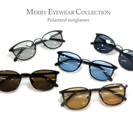 MERRY PLEASURE Sunglasses, Date Glasses, Light Color Lens, Wellington, Boston, Bosrington, Thin Color, Round Glasses, Men's, Women's, Asian Fit, Black x Lt.SMOKE (Polarized Lenses)