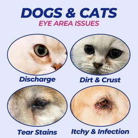 Wellix Dog & Cat Eye Wipes for Discharge and Crust - Pet Eye Wipes Tear Stain Remover for Dogs and Cats - Dog and Cat Grooming Wipes for Eyes and Wrinkle - 110 Counts