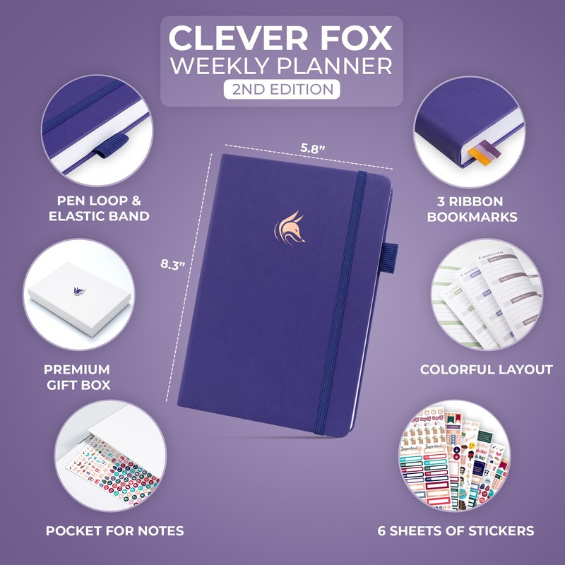 Clever Fox Planner 2nd Edition – Colorful Weekly & Monthly