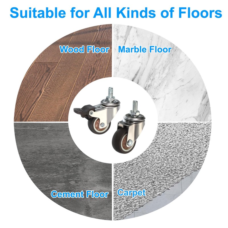 PATIKIL 1.5 Inch Stem Casters Wheel with Brake, 4Pcs (2