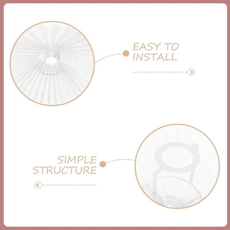 Hemobllo White Round Fabric Pleated Lamp Shade - E27 Replacement