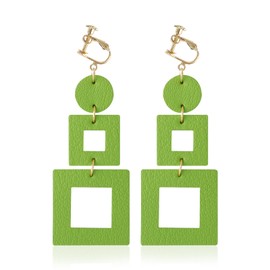 GELVTIC Large Clip On Dangle Earrings for Women Genuine Leather Lightweight Clip On Earrings 80s 90s Retro Clip On Hoop Earrings Women's Clip-on Earrings Ear Clips for Women Cartilage Earring Gift for Christmas Birthday