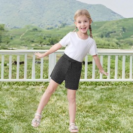 Dalukit Toddler Girls Shorts Soft Ribbed Knit with Bow Baby Girls Casual Playing Summer Shorts for Little Kid 18 Month-6T Black