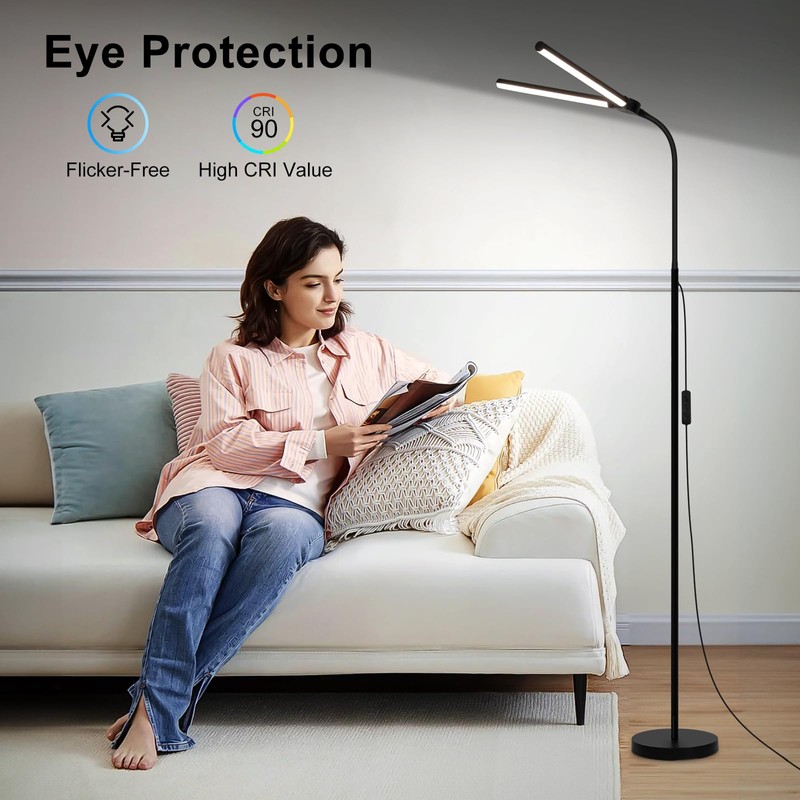 LED Floor Lamp, 18W/2000LM Bright Reading Floor Lamp for Office