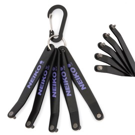 NEIKO 01320A Ultra Low Profile Offset Screwdriver Hex Set, 5 Pc, Heavy Duty S2 Steel Construction, SAE, 10mm Bit Depth, Angled Hex Bit, Bent Screwdriver for Tight Spaces, Allen Wrench Keychain