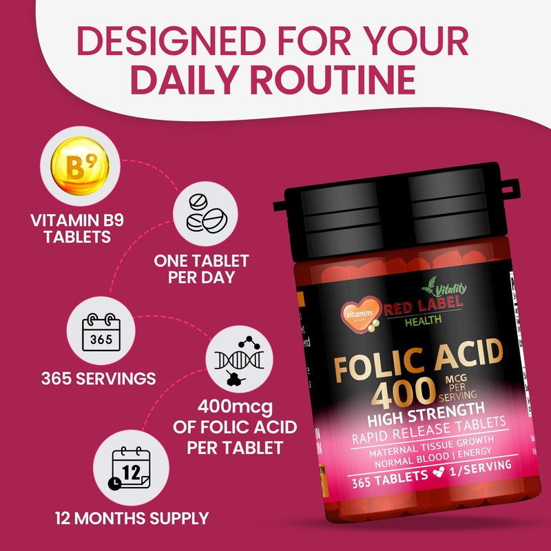 Folic Acid Tablets 400 mcg - 365 Vegan Vitamin B9