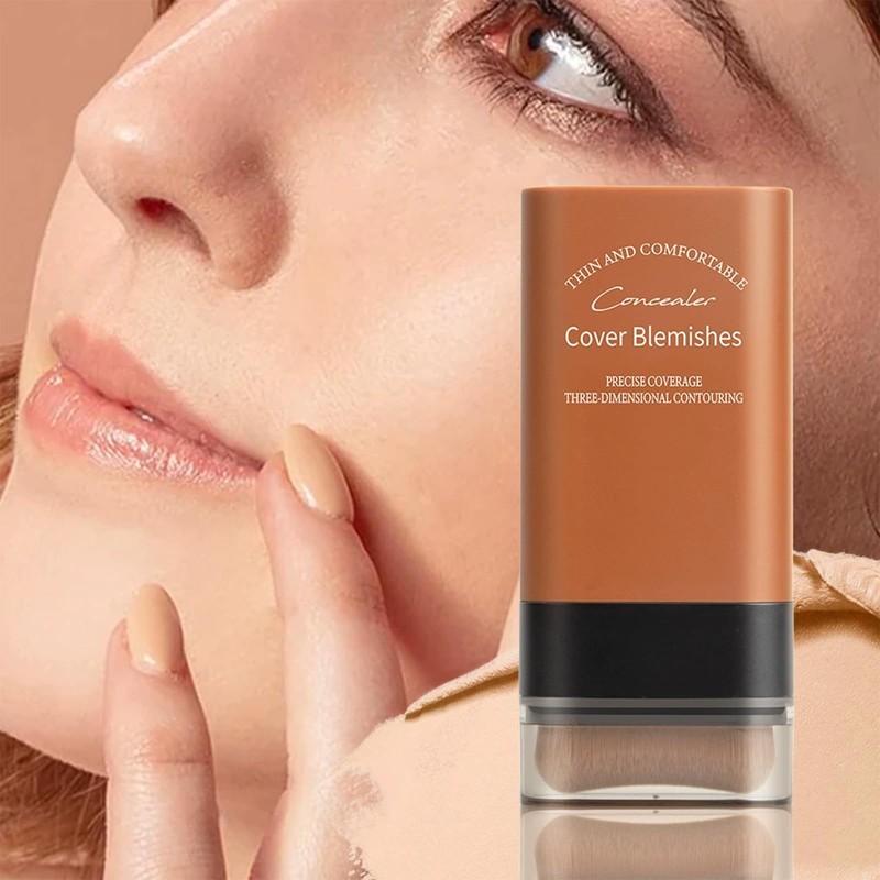 Multi-purpose Foundation Stick with Built-In Brush, Face Makeup, Natural Long-lasting