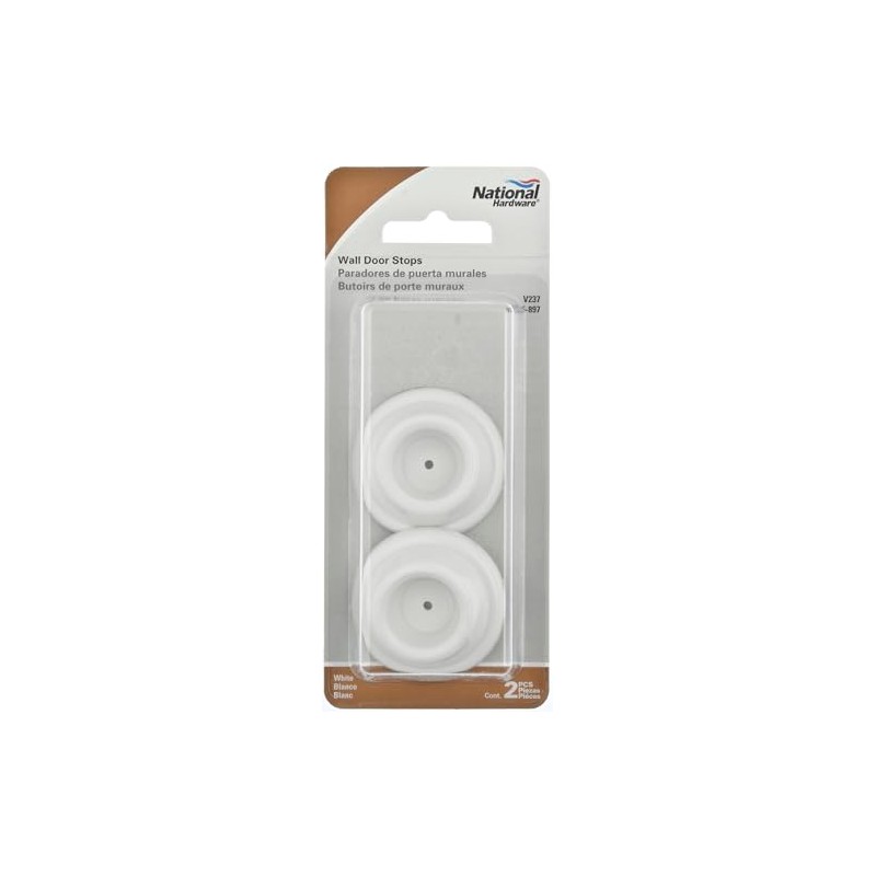 National Hardware N215-897 V237 Wall Door Stops in White, 2