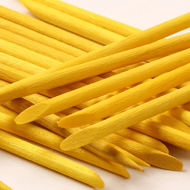 Borogo 100 Pcs Orange Wood Nail Sticks Double Sided Multi