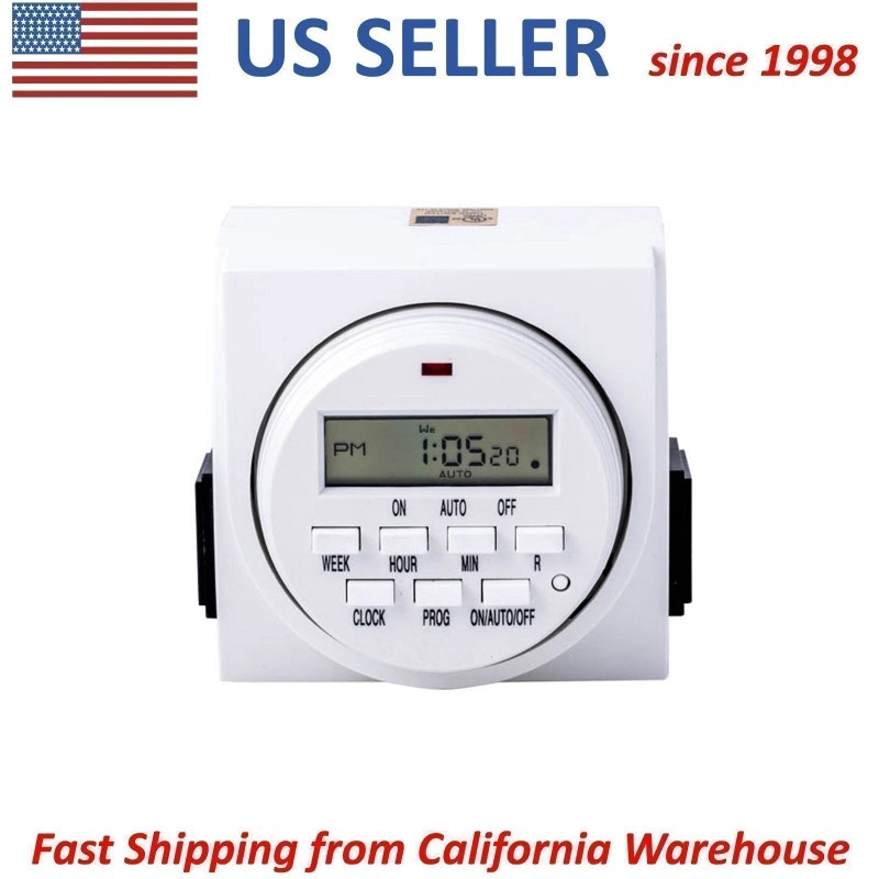 UltraGrow Heavy Duty Digital 7-Day Timer Double 3-Prong Outlet Plug