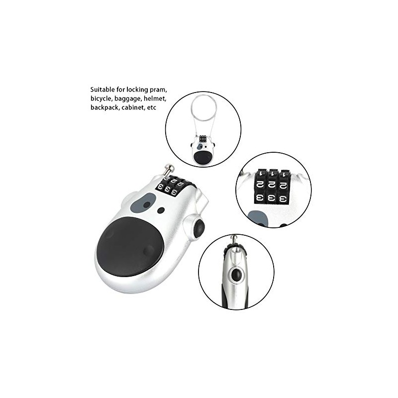 Candado de Combinación de 3 Dígitos con Cable Extensible de