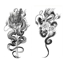 XQB136 138 Temporary Dragon Tattoo Arm Tattoos 2 Sheets