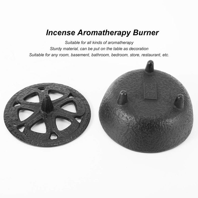 Uadme Cast Iron Incense Burner Long Use Strong Practicality for