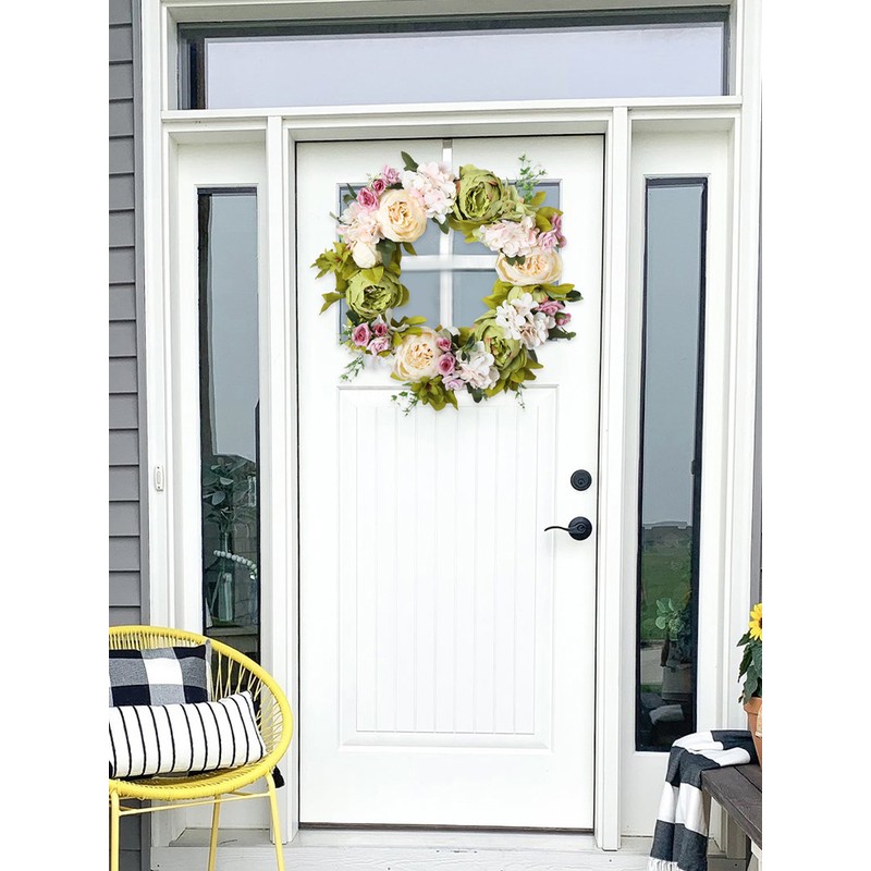Artificial Peony Wreath Rattan Silk Cloth Simulation Decorative Front Door