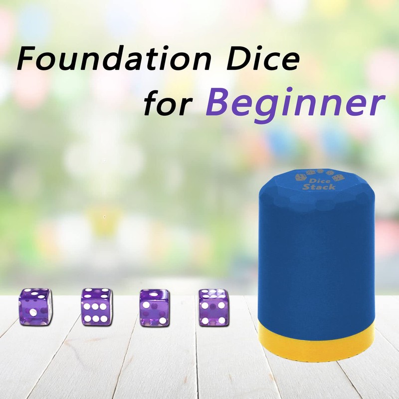 Dice Stacking Cup(Blue) Set with 4 Pcs 19mm(Purple) and 5