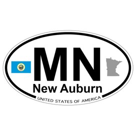 US Decal, Inc. New Auburn, Minnesota Oval Sticker with State Flag