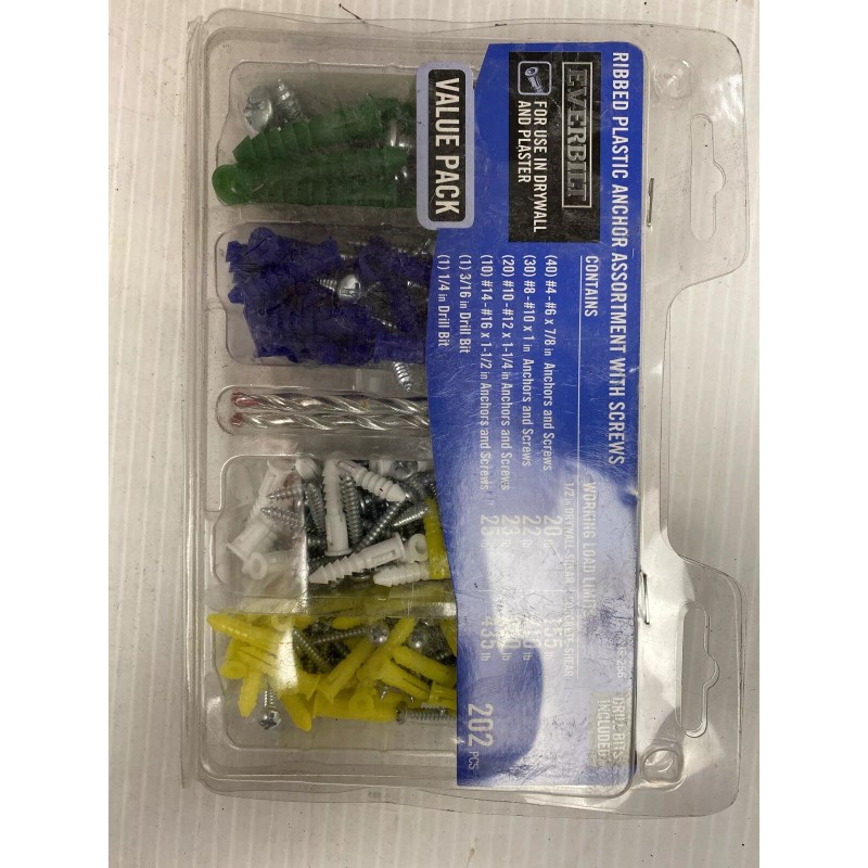 Everbilt Ribbed Plastic Anchor Pack w/Screws (202 pc pks) 802464
