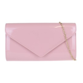 Girly Handbags Womens Plain Glossy Clutch Bag (Pink)