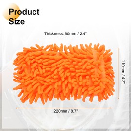 HARFINGTON 2pcs Car Wash Sponge 8.7" x 4.3" Chenille Microfiber Mitt Scratch-Free Absorbent Scour Scrubber Cleaning Sponge for Washing Detailing on Cars, Trucks, SUV, Boats, RVs, Orange
