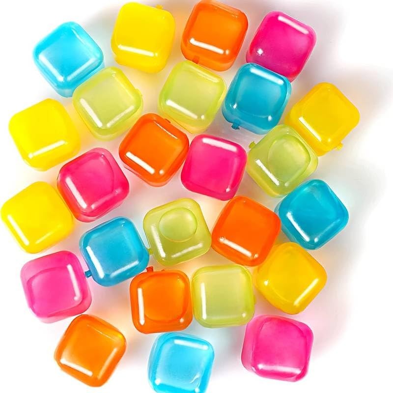 eMkay® 20 Pcs PLASTIC REUSABLE WASHABLE SQUARE ICE CUBES MULTICOLOUR