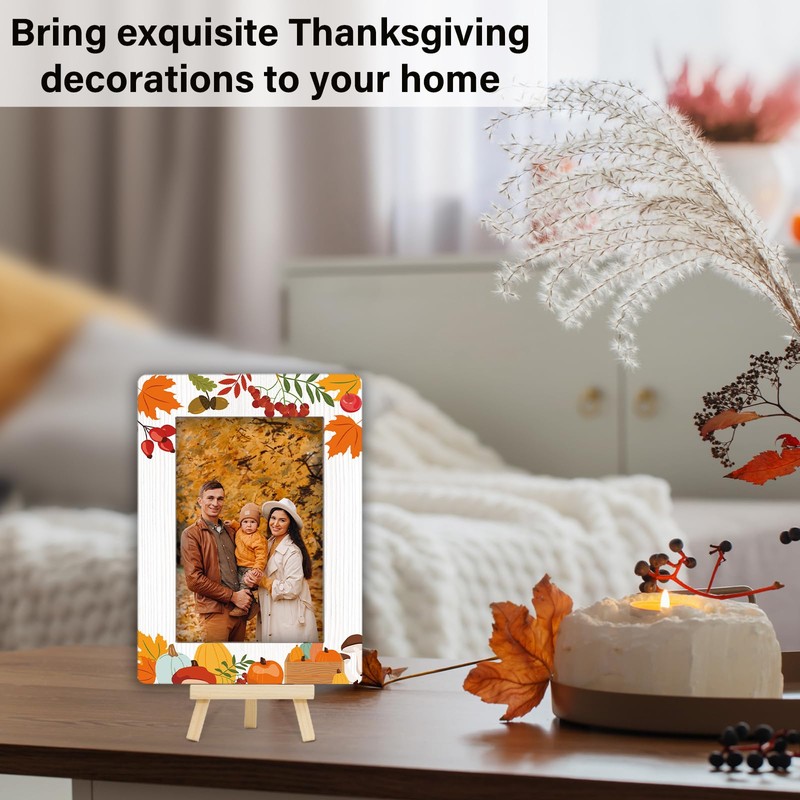 ONDTOM Fall Picture Frame 4x6, Pumpkin &Maple Leaves Design, Rustic