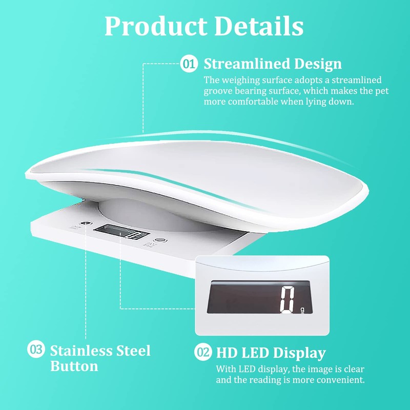 Digital Mini Pet Scale, Small Animal Weight Scale, Portable LCD