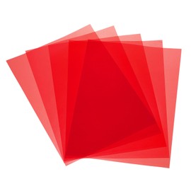 sourcing map 5 Pcs Colored Plastic Sheets, A4 Transparent Amber Film Color Correction Gel Light Filter Waterproof 11.7 x 8.3" Sheet for DIY Crafts,LED Lighting,Photo (Red)