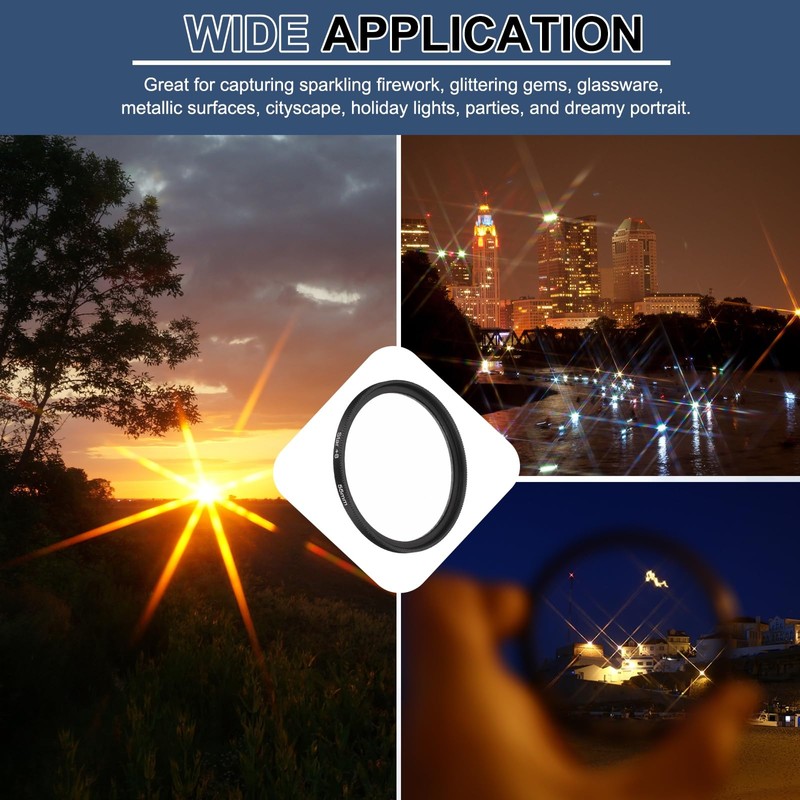PATIKIL 55mm Star Filter, 8 Points Starburst Len Filter Variable