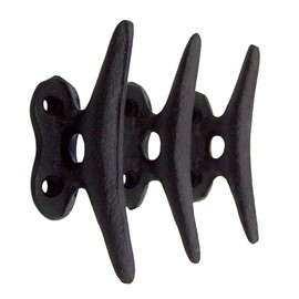 Wowser Nautical Black Cast Iron Boat Cleat Wall Hooks, 3.5 Inches, Set of 3