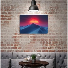 Sunset Mountain Metal Tin Logo, Used For Bars, Cafes, Restaurants, Kitchens, Living Rooms, Bathrooms, Home Art, Wall Decoration, Size 12 X 8 Inches