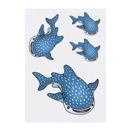4 x 'Cute Whale Shark' Temporary Tattoos - Water Resistant, Skin-Safe, Non-Toxic Transfers, Mixed Sizes (TO00076200)