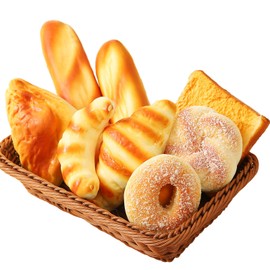 Joeabor 8pcs Artificial Bread Set, Realistic Fake Food for Display, Fake Bread for Decoration, Faux Food Props for Staging, Includes Faux Croissant, Dessert, Loaves